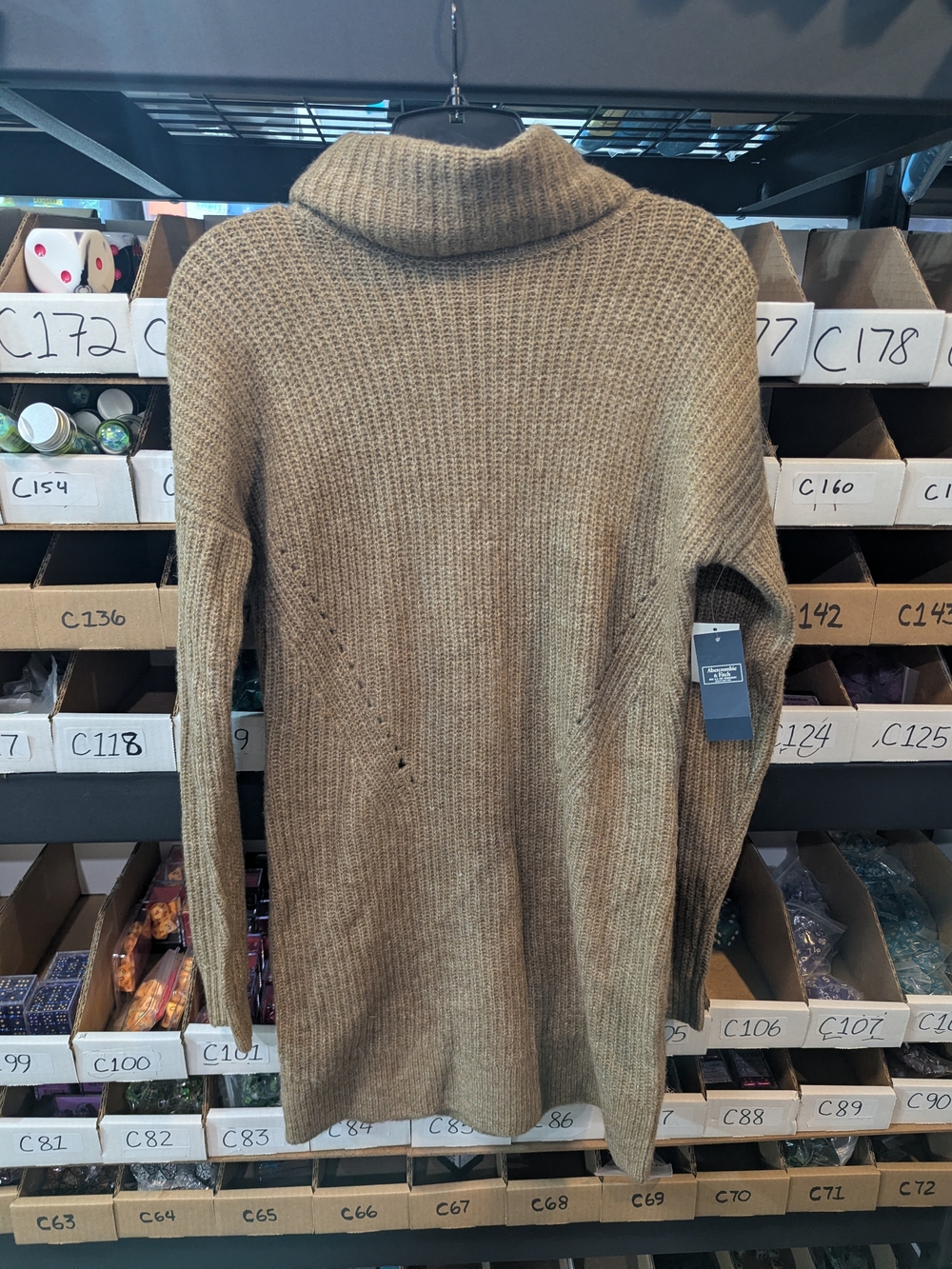 Abercrombie & Fitch Taupe Ribbed Turtleneck Sweater